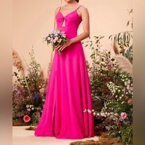 Dress The Population Cambria Side Slit Gown Dress Fuchsia Pink Size M NWT